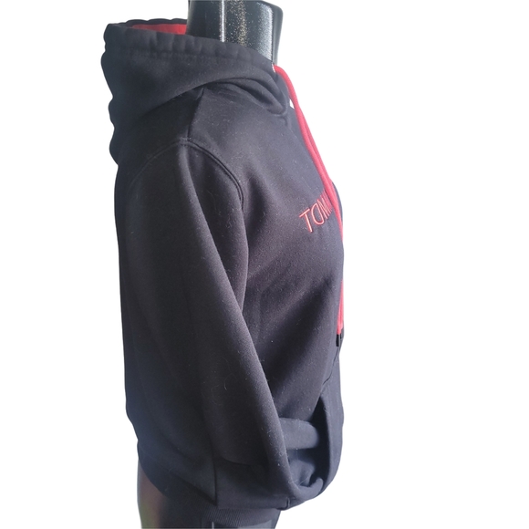 Tommy Hilfiger Black Pullover Hoodie with Red Accents M - Picture 3 of 6